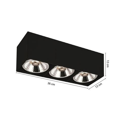 Downlight Lux Triple AR111 Machado Negro Serlux