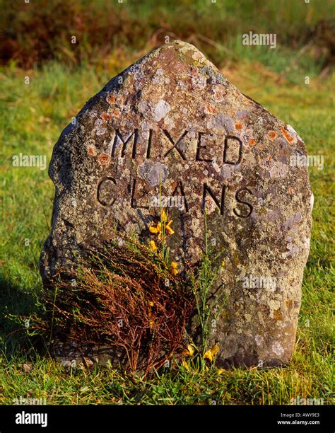 Battle of Culloden Jacobite gravestone of Mixed Clans. Culloden Moor ...