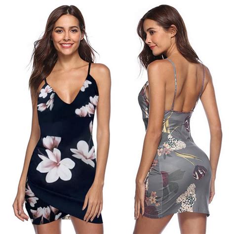 Buy LASPERAL Womens Dress Summer Floral Print V Neck Strap Hip Sexy