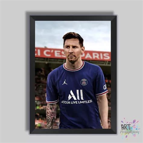 Quadro Lionel Messi Psg Jogador Moldura Parcelamento Sem Juros