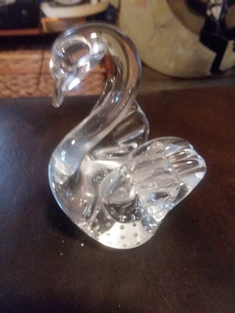 Vintage Glass Swan Paperweight Heavy Home Office Decor Etsy