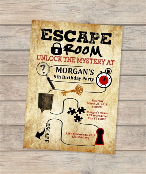 Escape Room Birthday Invitation, Escape Theme Invitation, Escape