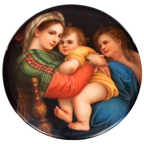 Painted Porcelain Plaque Of Raphaels Madonna Della Sedia For Sale