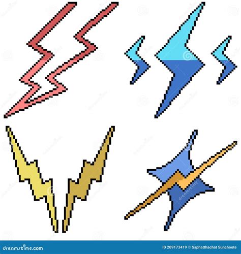 Pixel Art Isolated Lightning Symbol Stock Vector Illustration Of