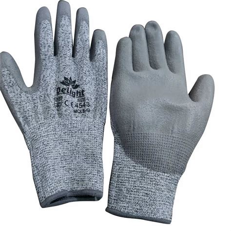 Pu Coated Cut Resistance Leval Hand Gloves For Industrial Size M