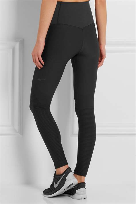 Nike Zoned Sculpt Dri Fit Mesh Paneled Stretch Jersey Leggings In Black