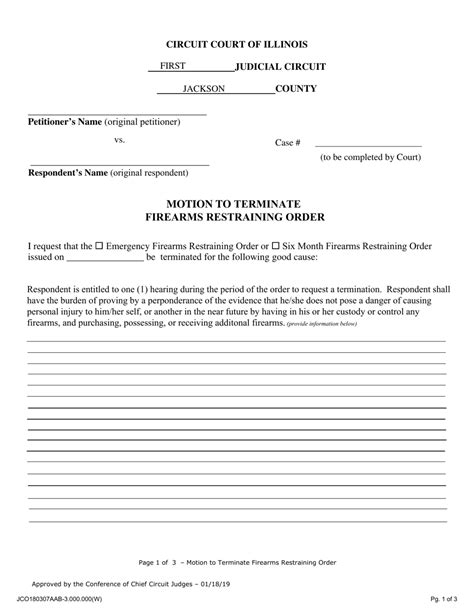 Jackson County Illinois Motion To Terminate Firearms Restraining Order