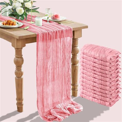 12 Packs Cheesecloth Table Runner TISEMENT 35 X 120 Wrinkled Gauze