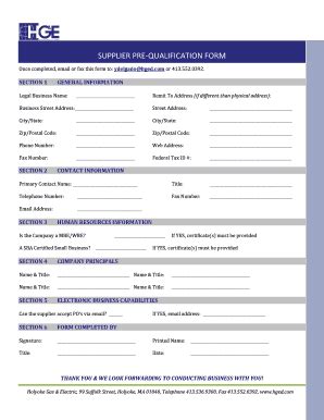 Supplier Pre Qualification Form Fill And Sign Printable Template Online