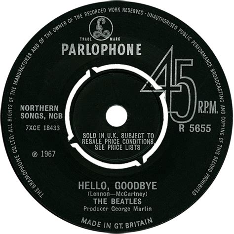 The Beatles Hello Goodbye Single Fronterad