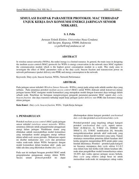 Pdf Simulasi Dampak Parameter Protokol Mac Terhadap Unjuk Kerja Dan