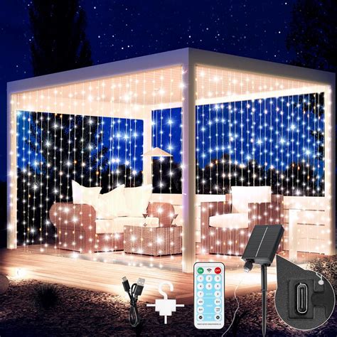 Upgraded Solar Curtain Lights Led Outdoor Waterproof Solar Powered