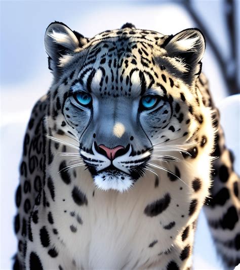 Premium Ai Image A Close Up Of A Snow Leopard With Blue Eyes