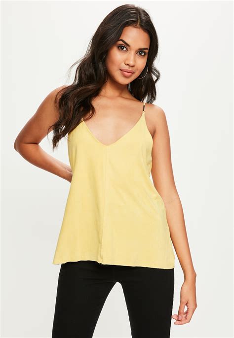 Lyst Missguided Yellow Suedette Cami Top In Yellow