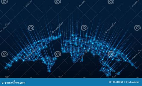 World Map Communication Technologies Satellite Communication Stock