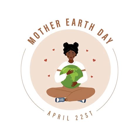 Premium Vector Mother Earth Day Cute African Woman Hugs Planet With