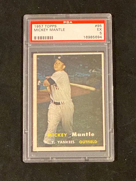 Lot PSA 5 EX 1957 Topps Mickey Mantle 95 Baseball Card HOF New