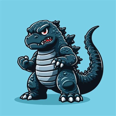 Premium Vector | Vector cute godzilla cartoon illustration