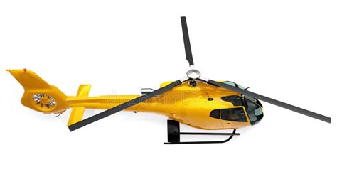 Yellow Helicopter Isolated On The White Background 3d Rendering Stock