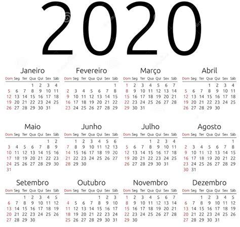 Calendario Para Imprimir 2020 Pdf