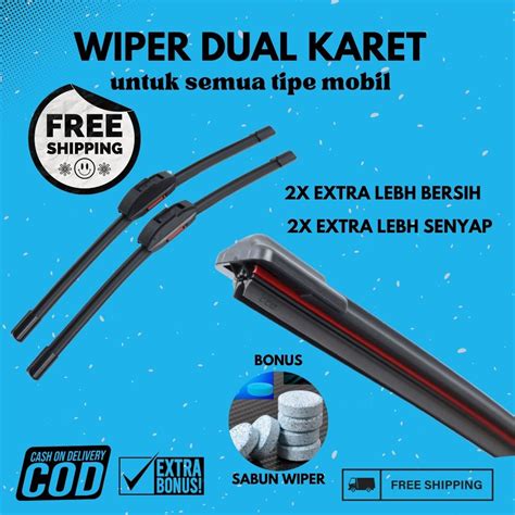 Wiper Dual Karet Double Karet Universal Model Karet Ganda Dobel Karet