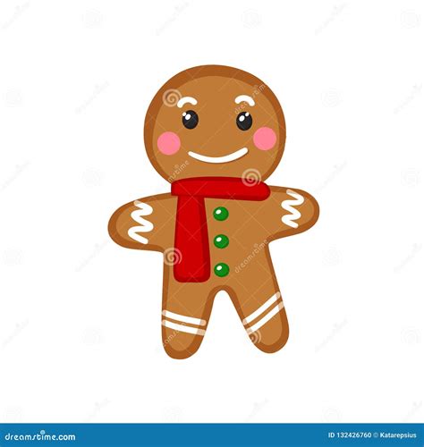 Vector Illustration Of An Isolated Gingerbread Man On White Background