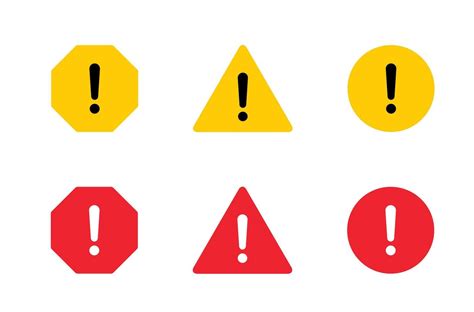 Risk Warning Sign Icon Set In Flat Style Danger Caution Symbol