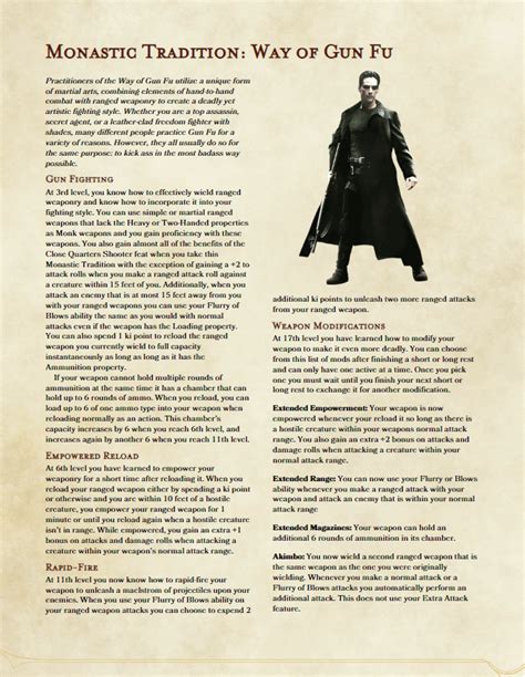 Monastic Tradition Way Of Gun Fu Rdndhomebrew