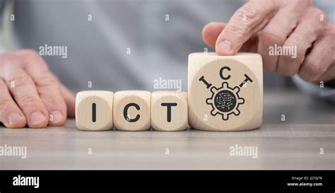 Wooden blocks with symbol of ict concept Stock Photo - Alamy