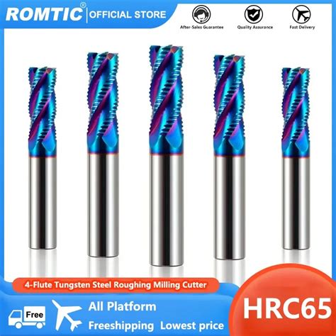 Romtic Hrc Tungsten Steel Carbide Blue Nano Coating Flute Roughing