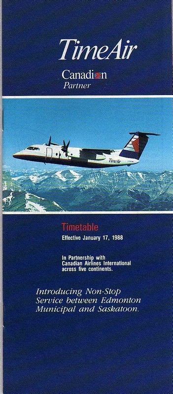 Time Air Timetable 1988 Canadian Airlines Pacific Airlines