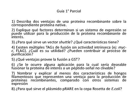 PPre ejercicios integrativos para primer parcial Guía 1 Parcial