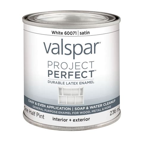 Shop Valspar Project Perfect White Satin Latex Enamel Interior Exterior