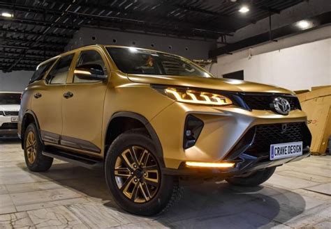 Toyota Fortuner Transformed Into Legender With Exotic Gold Wrap