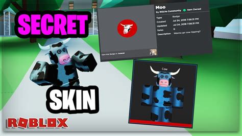 How To Get The Secret Cow Skin And Moo Badge Roblox Arsenal Youtube