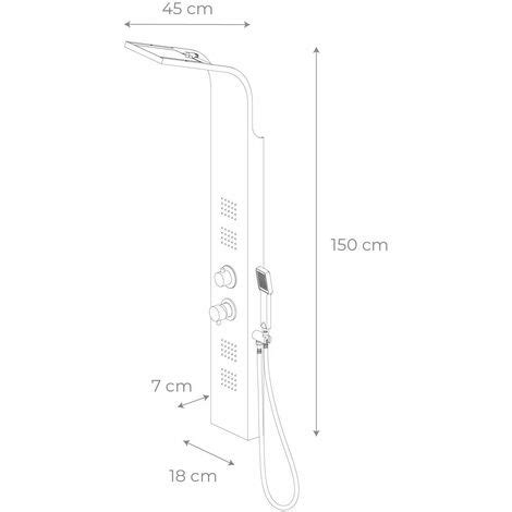 Colonna Doccia Idromassaggio K2O Lusso Quescende 18x7x150cm 4 Getti