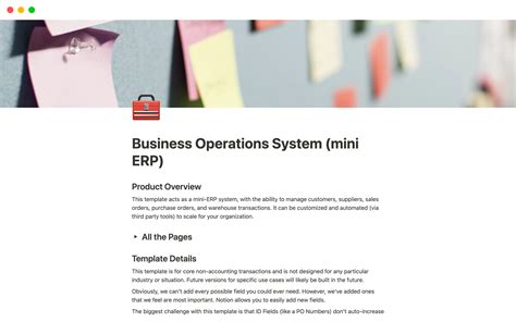 Business Operations System Mini Erp Template Notion Marketplace