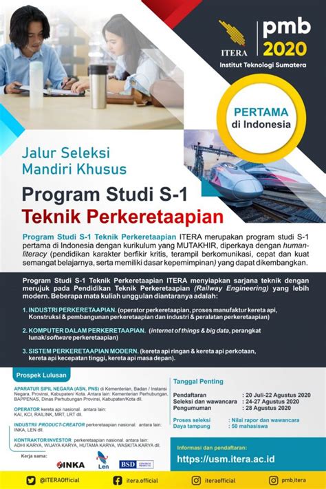 Itera Buka Pendaftaran Jalur Mandiri Khusus Prodi S1 Teknik