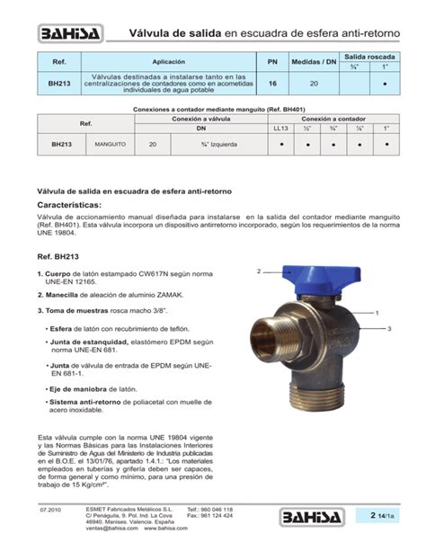 V Lvula De Salida En Escuadra De Esfera Anti Retorno