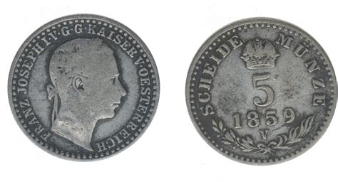 Österreich Kaisertum 5 Kreuzer 1859 V Kaiser Franz Joseph I ss MA Shops