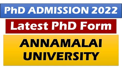 Phd Admission Annamalai University Last Date