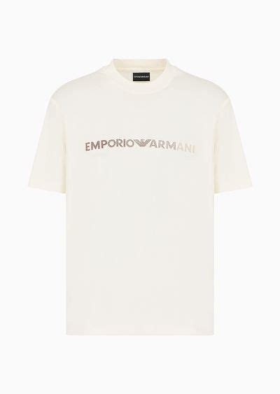 Camiseta De Punto Pima Con Bordado De Logotipo Emporio Armani Hombre