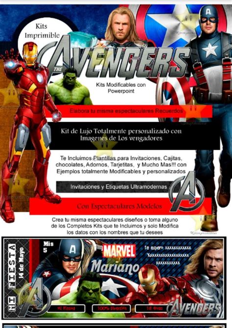 Kit Imprimible Los Vengadores The Avengers Cumplea Os