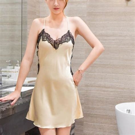 Nuisette Sexy Femme Sensuelle Femme Sexy Satin Sling Backless V Tements De Nuit Lingerie