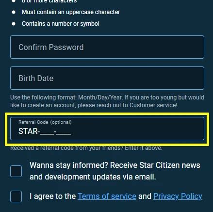 Star Citizen Referral Code Bonus Information When Buying