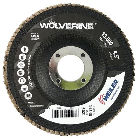 Weiler Flap Disc Dia Hole Grit Zirconia Alumina