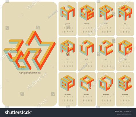 2023 Printable Monthly Calendar Template Design Stock Vector (Royalty Free) 2203963145 ...