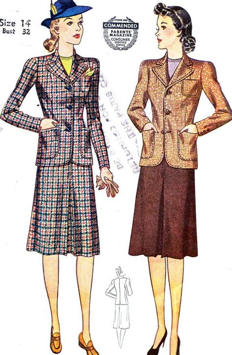 1940s Womens Suit Pattern Simplicity 3562 Misses Tailored Etsy