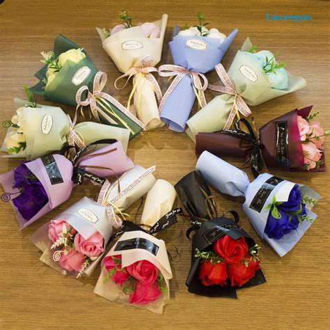 La Heads Artificial Rose Bouquet Hand Holding Soap Flower Valentine