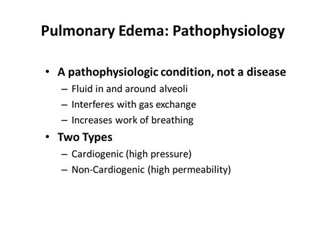 Pulmonary Edema Pathophysiology